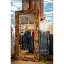 앤틱 전신거울 드리프트우드 비정형 붙이는 물결 모던 와이드 옷가게 조약돌 문걸이 거울, 사각형 전신 거울