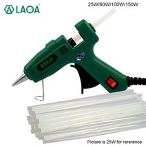 미니 무선 글루건 실리콘 laoa 25w100w 핫멜트 접착제 총 가방 세트 11mm 접착제 스틱 산업용 열 전기 열 온도 수리 도구 diy, 협력사, 100W, with10pcs 스틱