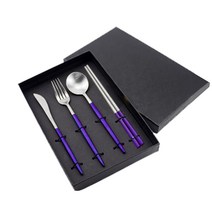 닥터월드 루아르커트러리4p세트 숟가락(1p)+포크(1p)+젓가락(1p)+나이프(1p)+선물박스, 퍼플실버, 1