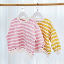 리빙어스 아동용 쫀쫀 단가라 맨투맨 긴팔 티셔츠