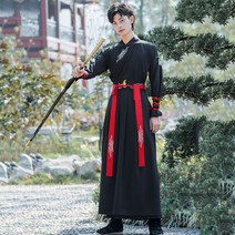 무사복 취미 남성 공연 호위무사 옷 여성 자수 호위 사극-크레인 커플 세트, XL, 학 자수 블랙 세트