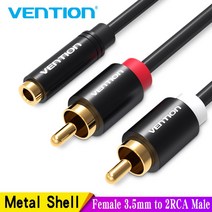 Vention 여성 3.5mm 잭 2RCA 남성 오디오 케이블 RCA 잭 분배기 Y 아이, 01 Black, 03 1m