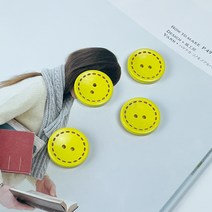 헤세드 NEW) 25mm 컬러스티치 나무단추(10개), 옐로우