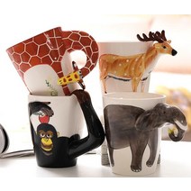 페인팅 동물 입체 세라믹 물컵 머그컵, 핸드페인팅-보스턴 도그