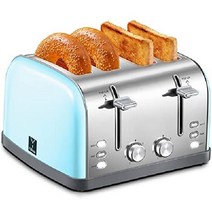 토스터 스테인리스 스틸 베이글 및 머핀 쿠커 토스트기 캠핑 메이커 분리형, Blue, 4-Slice