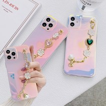 갤럭시 a82 a72 a71 a52 a51 a42 a32 a31 a21s a12 홀로그램 하트 스톤 비즈 체인 스트랩 핑거 줄 케이스
