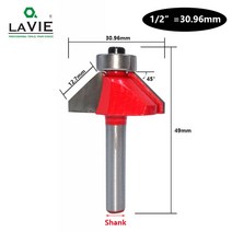 LAVIE 생크 45 도 모따기 라우터 비트 엣지 포밍 베벨 목공 밀링 커터 목재 MC01130 6mm 6.35mm 1 개, 30.96mm, 6.35mm 생크