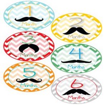 Baby Boy Mustache Monthly Onesie Stickers - Baby Photo Prop - Newborn Sticker - Bodysuit Stickers -, 1