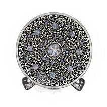 H.jin 나전칠기 쟁반 특大 흑모란 33cm 장식품 전통공예품, 단일속성