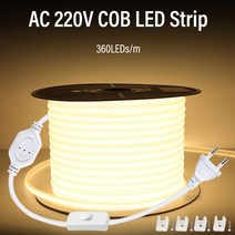 엠비언트라이트 무드등 자동차 차량용 실내등 COB LED 220V 조도 조절 EU 6000k 야외 정원 FOB 침실 주방 조명, 38.EU 360led on-off - neutral