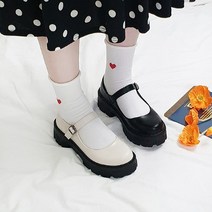 [천삼백케이] [디아] 청키 라운드 오버솔 통굽 키높이 메리제인 구두 5cm
