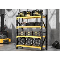 고릴라랙 철제선반 선반 트레이더스 산업용 창고 소형 3/4/5단, 블랙과 옐로우 메인 프레임3단 높이 2.0m, 길이 150x폭 60 내하중층당 350KG