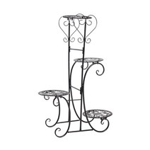 앤틱 가드닝 4단 철재 인테리어 화분정리대 화분선반, 블랙