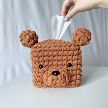 뜨개 곰돌이 미니 각티슈 케이스 [자체제작] 인테리어소품, 백곰