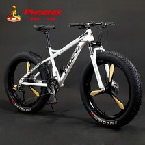 MTB 산악자전거 광폭타이어 여성용 고성능 학생용 팻바이크 성인용, 27단, 26인치, 화이트 핸디 스노우 삼도륜