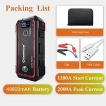 점프스타트 긴급출동 비상 새로운 79800mah 2000a 휴대용 점프 스타터 전원 대, 49800mAh