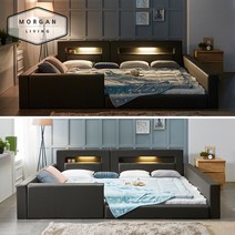 모건리빙 BEST 로엘 LED 패밀리 침대 1인형 오픈형 가드형 둥지형, 01_로엘 1인 LED 침대 Q(다크그레이)