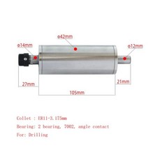 CNC 공작 기계 전동 스핀들 36mm 42mm ER11 콜렛 스핀들 모터 드릴링 및 태핑 그라인딩 1 개, 42mm spindle