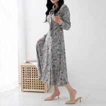 프롬코 여성 봄 가을 차분한 페이즐리 롱원피스 FRC17