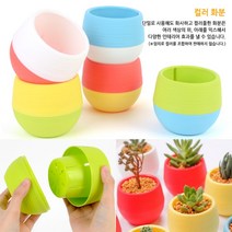 미니 컬러 원형 플라스틱 화분 중형 블루 테라스화분 미니정원꾸미기, 레드