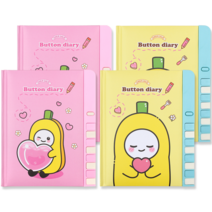 포포팬시 룰루랄라 버튼 일기장 2종 x 2p 세트, PINK, YELLOW, 3세트