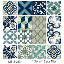 붙이는 타일 방바닥 16pcs 수채화 그림 스타일 벽 스티커 주방 Backsplash 옷장 욕실 방수 필 & 스틱 아트, 16 MZ-8-213_02 15cmX15cmX16pcs