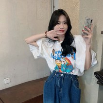 구동기 느슨한 미적 플러스 사이즈 T 셔츠 여성 여름 탑스 짧은 소매 캐주얼 Pulovers 그래픽 패션 의류 어, 01 WHITE_05 2XL