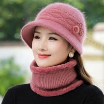 하블리 여성 니트벙거지 모자 니트워머 세트