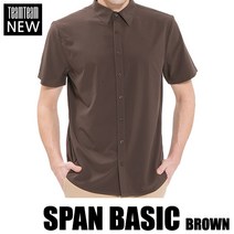 09605_[남성]스판남방반팔 브라운/프랜차이즈남방/스판남방/스판블라우스/커피전문점/레스토랑/베이커리/식당/치킨집/정육/피자집/카페유니폼/인쇄/패치제작가능