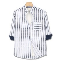 오마보이 남성용 캐주얼 줄지 7부 셔츠 DL375377