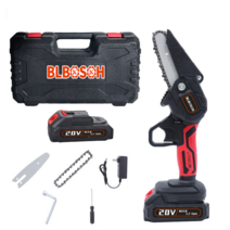 BLBOSOH벨리 보쉬 미니 체인톱 안전 자물쇠가 달린 무선 전기톱 6인치, 미니전기톱 배터리*1/충전기*1/종이 상자/체인*1