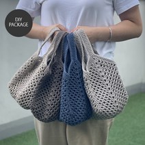 [뜨개부엌] 미니스퀘어백 만들기 7컬러중 택1 (마크라메1볼+도안+동영상) (가방아님), 블루+실리콘코바늘7호