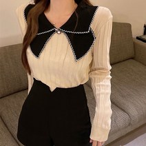 주디앤 여성 엘라 봄 가을 빅리본 니트 긴팔티 리빙공감