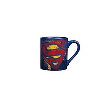 실버 Buffalosp 110232 DC Comics 슈퍼맨 스프래터 페인트 로고 세라믹 머그 14ounces