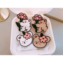 [라뮤즈캔들] ﻿﻿벚꽃 카네이션 곰돌이 2종 세트 차량용 석고방향제 리필오일 박스포장, 화이트머스크, 브라운