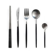 verico LUA Cutlery set 가볍고 데일리로 사용하는 노르딕스타일 커트러리 5P세트, 실버 + 블랙