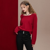 엘프색 2컬러 프렌치 스타일 뜨개질 스웨터 2172