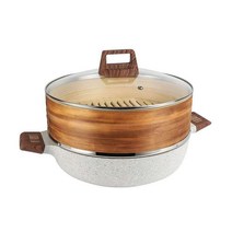 스팀 샤브 해산물 찜솥 호빵 찜기 찜통 맥반석 가정용 인덕션 만두 고구마, 28cm