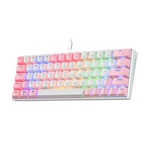 KA6406 키보드 RGB USB 기계 게임 키보드 64 키 유선 분리형 케이블 휴대용 게이머 키보드 레드 스위치 키 캡, White Pink