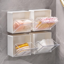 [조엘쇼핑] 미니 투명 아크릴 소품 수납함 정리함 벽걸이형 깔끔정리, 화이트, 4개세트