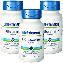 라이프익스텐션 L-글루타민 500mg 캡슐, 100개입, 3개