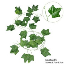 인조잔디 잎 화환 녹색 아이비 포도 나무 식물 벽 갈 랜드 웨딩 파티 홈 가든 장식, 1pcs+A