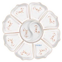 원형 접시 그릇 세트 집들이 도자기 식기 플레이트, 크라운80cm10+태극권접시(국그릇스푼포함)