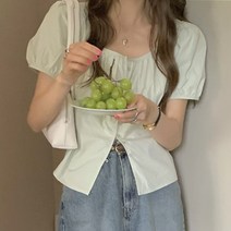 코코블랑 / 멜린 콩단추 퍼프 블라우스