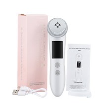 뷰티디바이스5in 1 얼굴 리프팅 뷰티 디바이스 EMS RF 미세 전류 피부 재생 페이셜 마사지기 LED 라이트, 01 white, [01] white
