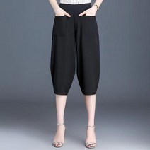 LING YUE 배기 팬츠 여성용 여름 칠분 구분 벌룬 팬츠