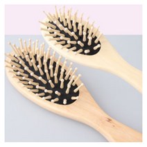 GANAHOME 타원형 원목 브러쉬 머리빗 헤어 나무 빗 개업선물 사은품 기념품 판촉물 답례품, 1개, 대