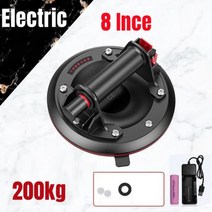 타일 압착기 고무 유리 흡착기 전문 8 인치 전기 흡입 컵 200kg 베어링 용량 헤비 듀티 리프터 화강암 펌프 포함, 8 Electric (Black)