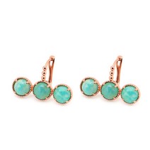 [비앤비골드]14K18K 3볼 아마조나이트민트 원터치 귀걸이 JNE24728