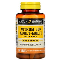 Mason Natural 비트럼 50+ 성인용 종합비타민 철분 무함유 옵션확인필수